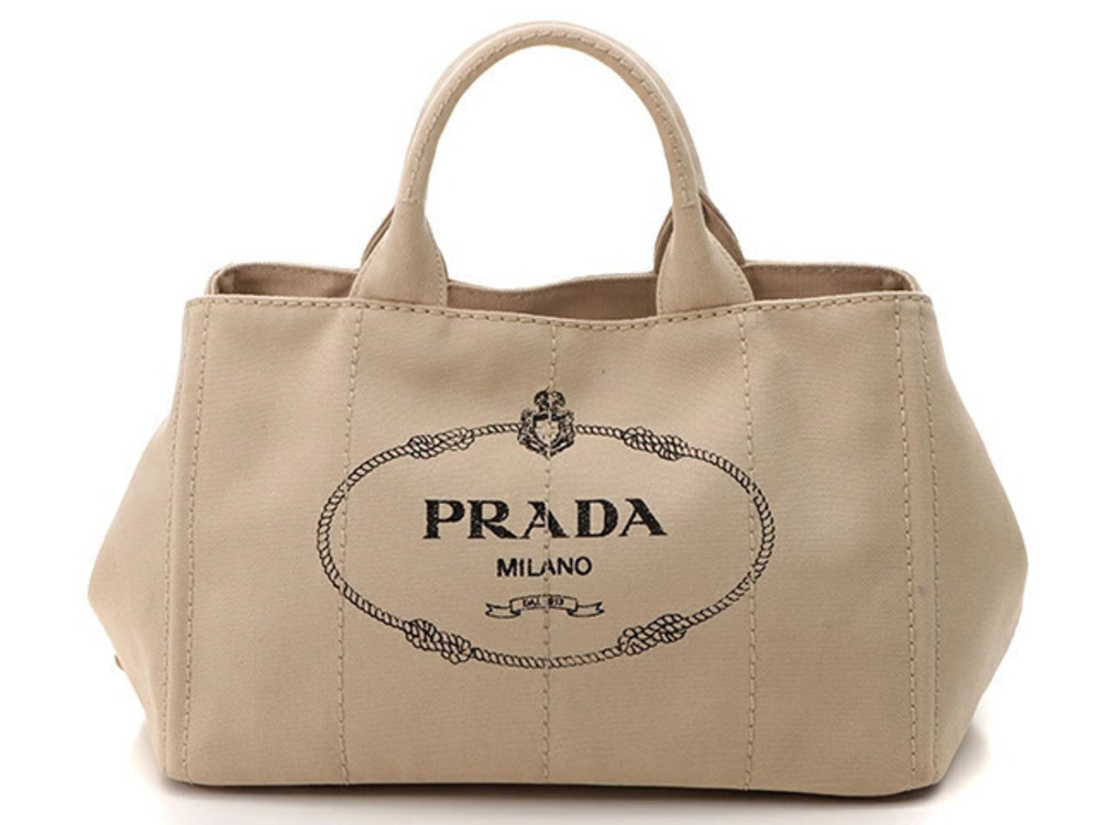 Prada Canapa Tote Bag Beige Cream Canvas